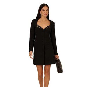 Adrianna Women's Knit Crepe Blazer Dress Black Size 8
